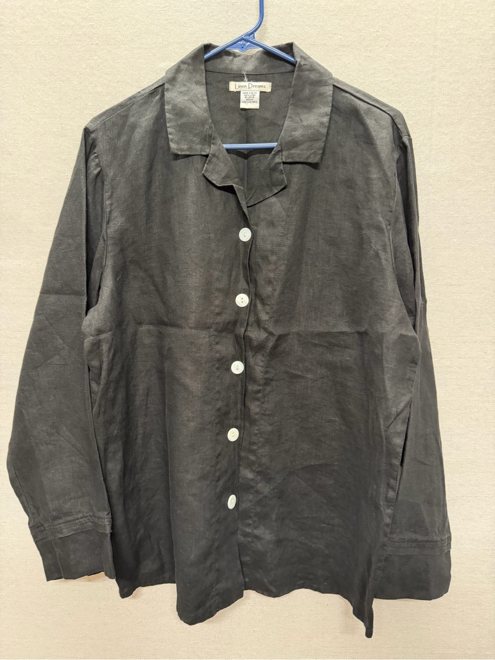 Linen Dreams 100% Linen Oversized Button-Up Shirt - size M